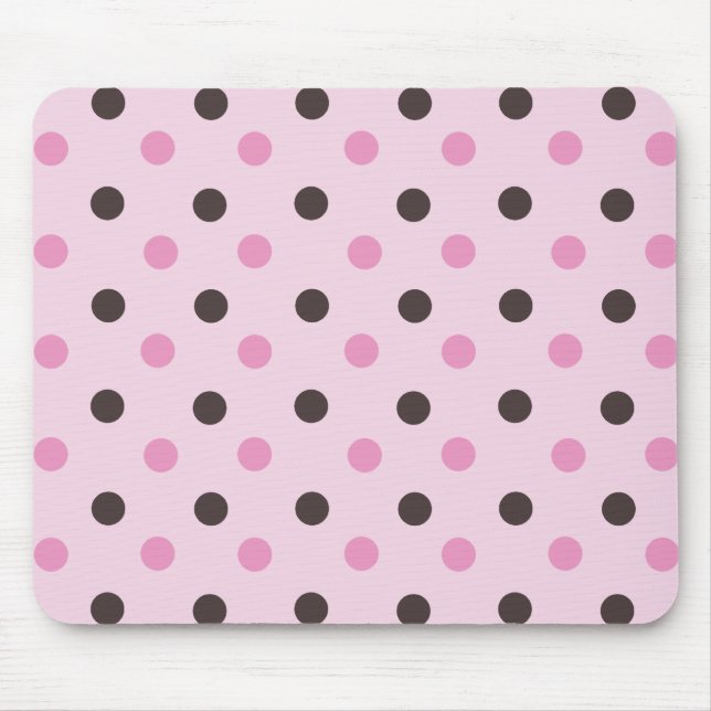 Brown and Pink Polka Dot Mouse Pad (Front)