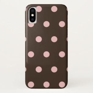 Brown and Pink Polka Dots iPhone X Case
