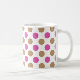 Brown and pink polka dots pattern coffee mug