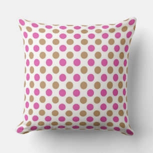 Brown and pink polka dots pattern cushion