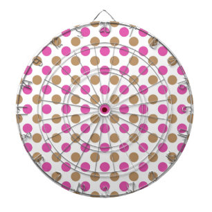 Brown and pink polka dots pattern dartboard