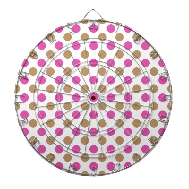 Brown and pink polka dots pattern dartboard (Front)
