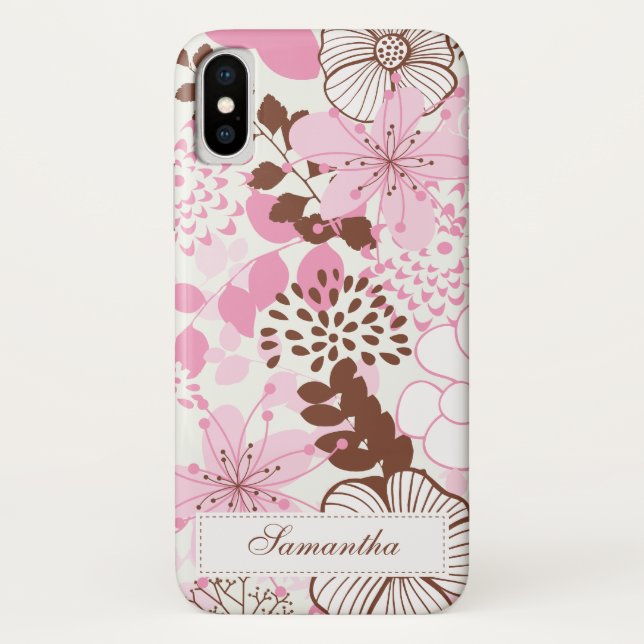 Brown and Pink Spring Garden Case-Mate iPhone Case (Back)