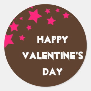 Brown and Pink Stars Happy Valentine's Day Sticker
