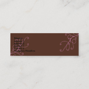 Brown and Pink swirls with Plan Brown Back Mini Business Card