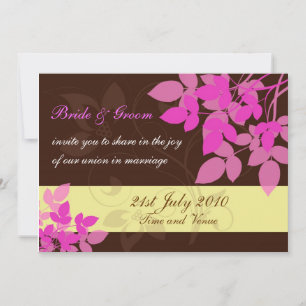 Brown and Pink Wedding Invitation
