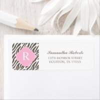 Brown and Pink Zebra Stripes Monogram