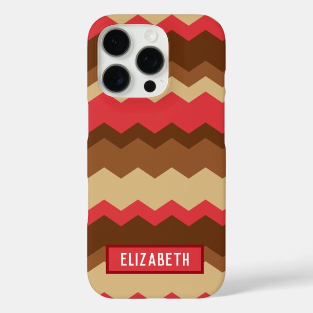 Brown and Red Autumn Geometric Zig Zag Case-Mate iPhone Case (Back)