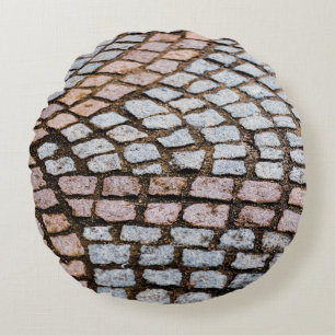 Brown and red bricks round cushion