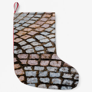 Brown and red bricks small christmas stocking