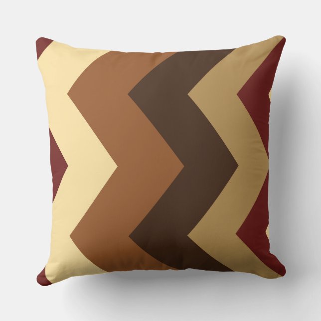 Brown and Red chevron Pattern Cushion (Back)