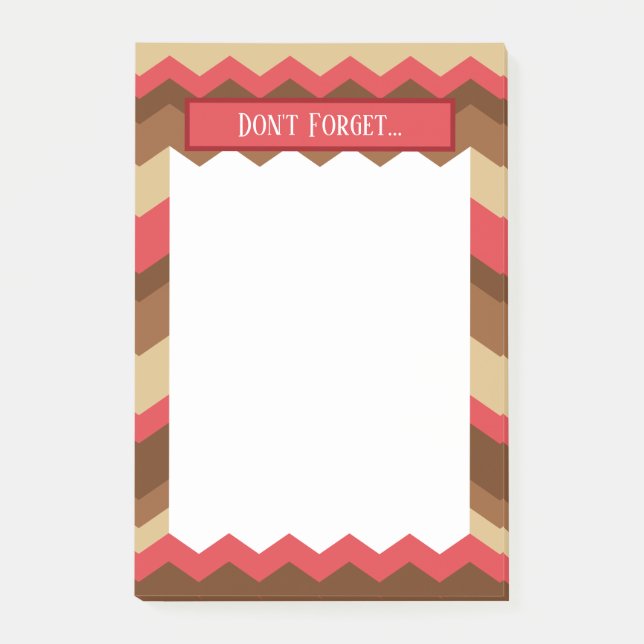Brown and Red Chevron Pattern Reminder Post-it Notes (Front)