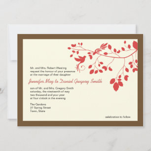 Brown And Red Wedding Invitations Love Birds