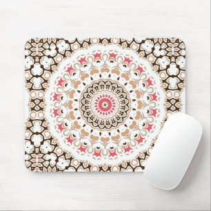Brown and Rose Pink Mandala Pattern Mouse Pad