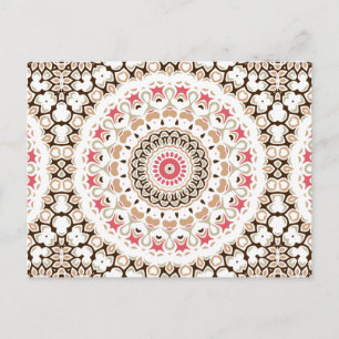 Brown and Rose Pink Mandala Pattern Postcard