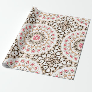 Brown and Rose Pink Mandala Pattern Wrapping Paper