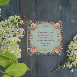 Brown and Sage Floral Frame Bible Verse Holiday Card