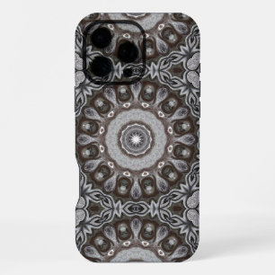Brown and Silver Kaleidoscope Mandala Pattern iPhone 16 Pro Max Case