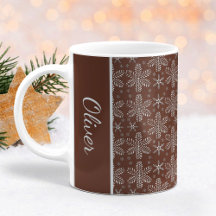 Brown and Silver Snowflakes Christmas Mug