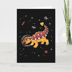 Brown And Tan Ankylosaurus Dinos In Space Card
