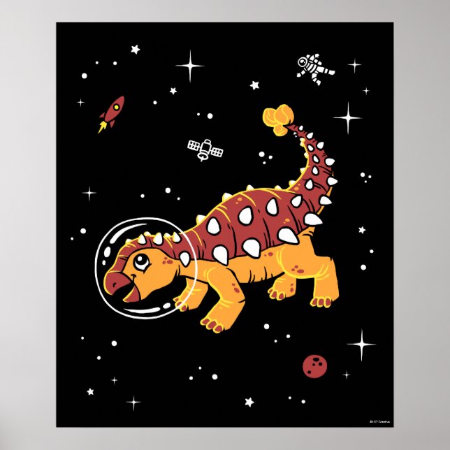 Brown And Tan Ankylosaurus Dinos In Space Poster (Front)