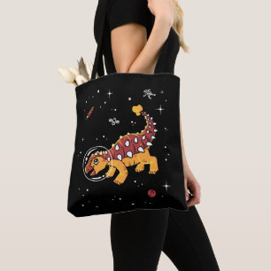 Brown And Tan Ankylosaurus Dinos In Space Tote Bag