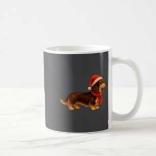 Brown And Tan Christmas Dachshund Santa Hat  Coffee Mug