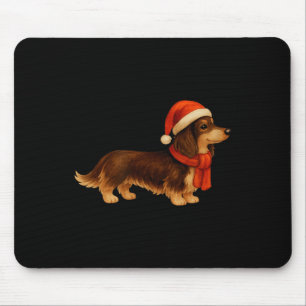Brown And Tan Christmas Dachshund Santa Hat  Mouse Pad