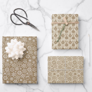 Brown and Tan Craft Christmas Wrapping Paper Sheet