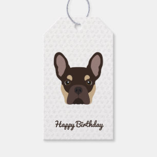 Brown and Tan French Bulldog Birthday Gift Tags