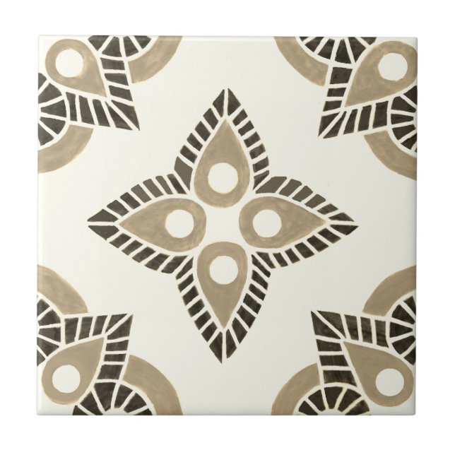 brown and tan geometric Ceramic tile (Front)