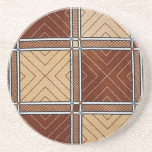 Brown and Tan Geometric Textile Sandstone Coaster