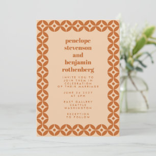 Brown and Tan Mid Mod Geometric Chic Wedding Invitation