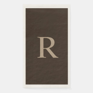 Brown and Tan Monogrammed Paper Guest Towel Napkin