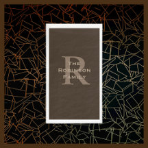 Brown and Tan Name Monogrammed Paper Guest Towel