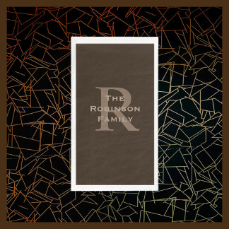 Brown and Tan Name Monogrammed Paper Guest Towel Napkin