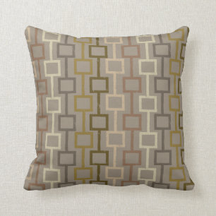 Brown and Tan Retro 1970s Geometric Pattern Cushion