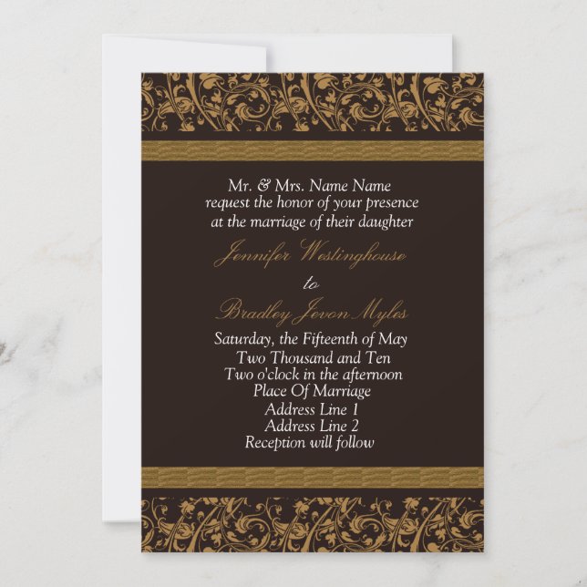 Brown And Tan Wedding Invitations (Front)