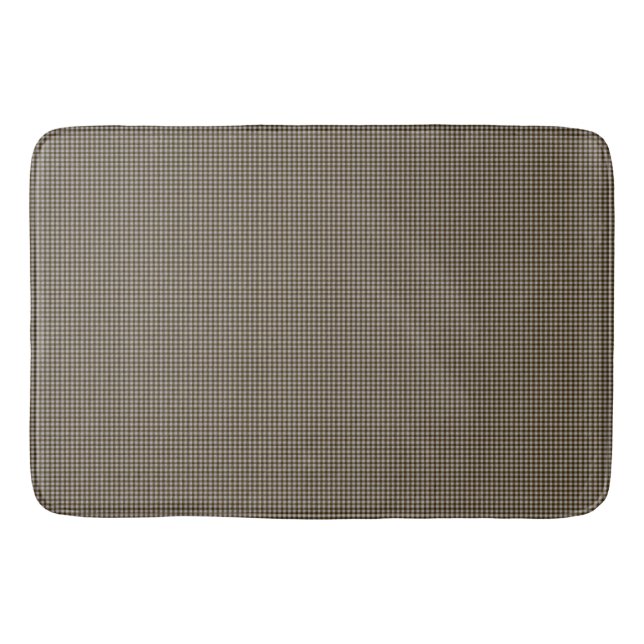 Brown and Taupe Gingham Check Print Bath Mat (Front)