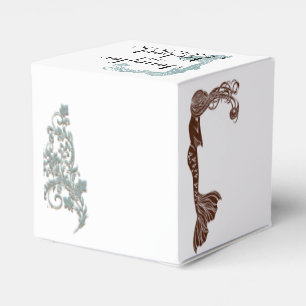 Brown and Teal Art Deco Wedding Favour Box
