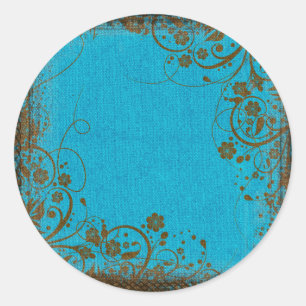Brown And Teal Classic Round Sticker