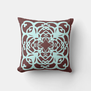 Brown and teal decrorative pillow