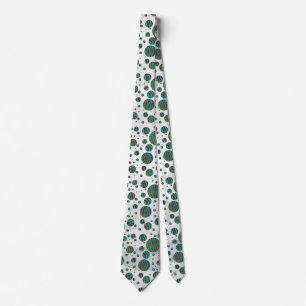 Brown and Teal Polka Dot Zebra Tie