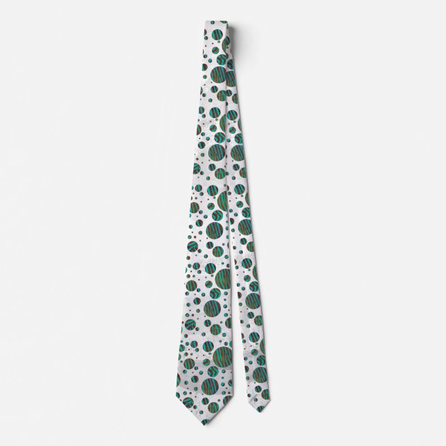 Brown and Teal Polka Dot Zebra Tie (Front)