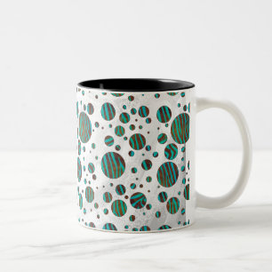 Brown and Teal Polka Dot Zebra Two-Tone Coffee Mug