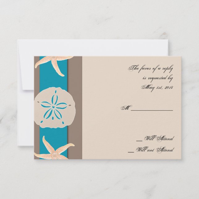 Brown and Turquoise Band Starfish Response Card (Front)