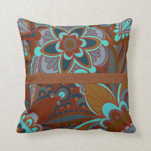 Brown and Turquoise Boho Cushion