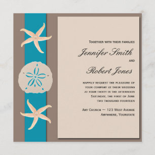 Brown and Turquoise Starfish Wedding Invitation