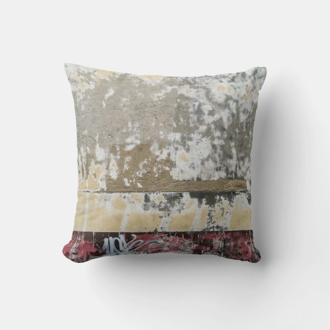 Brown and white abstract painting cushion (Front)