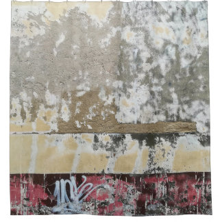 Brown and white abstract painting shower curtain